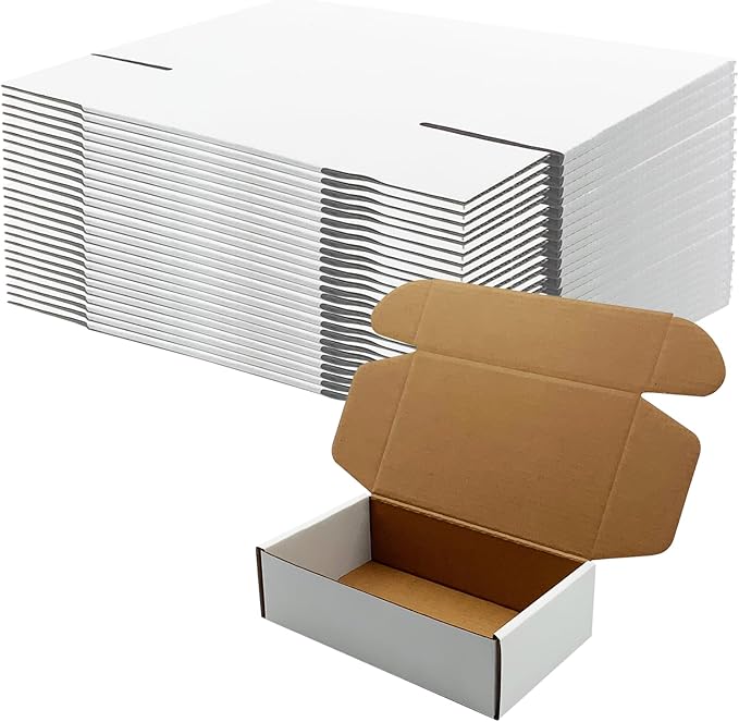 7x4x2 inch Shipping Boxes, White Corrugated Cardboard Box Literature Mailing Shipping Packaging Recyclable Storage Boxes and Craft Gifts Giving Products Business White Box Set of 25 (7''x4''x2'')