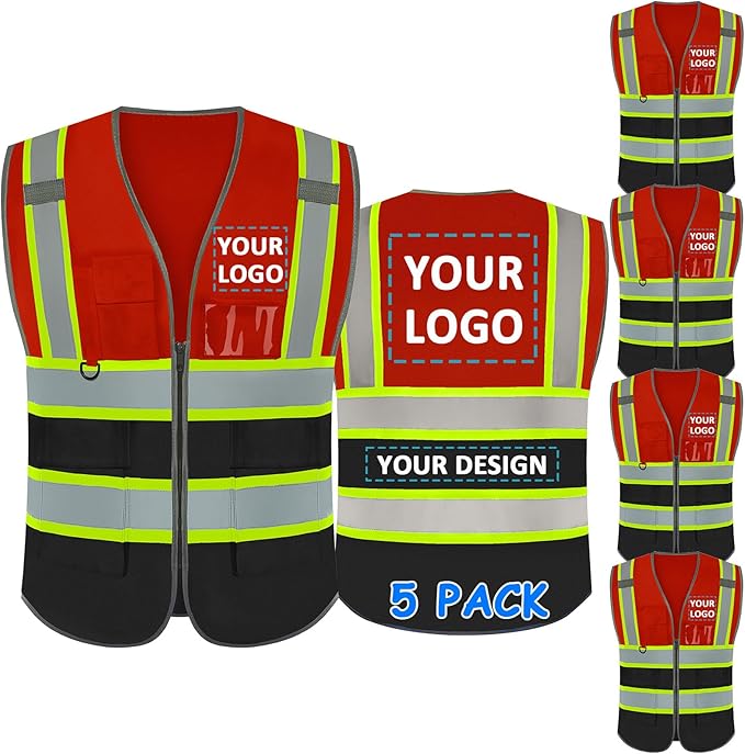 BeautyWill Custom Logo Safety Vest Class 2 High Visibility Reflective Vest for Men - Personalized Logo Team Vest