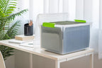IRIS USA File Box File Organizer Plastic File Box for Letter/Legal File, BPA-Free Plastic Storage Bin Tote Organizer w/Secure Latching Lid and Easy-Slide Pad, Clear 35 Qt. 4Pack