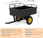 GAOMON 500LB Heavy Duty Tow Behind ATV Trailer Steel Dump Cart - 10-Cubic Feet Capacity - Garden Utility Trailer - Trailers with Removable Tailgate for Riding Lawn Mower Tractor