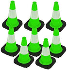 BESEA 12" inch Green Traffic Cones Safety Cones PVC Construction Cones with 4 inch Reflective Collar for Home Driveway Road Parking Use(8 Cones)