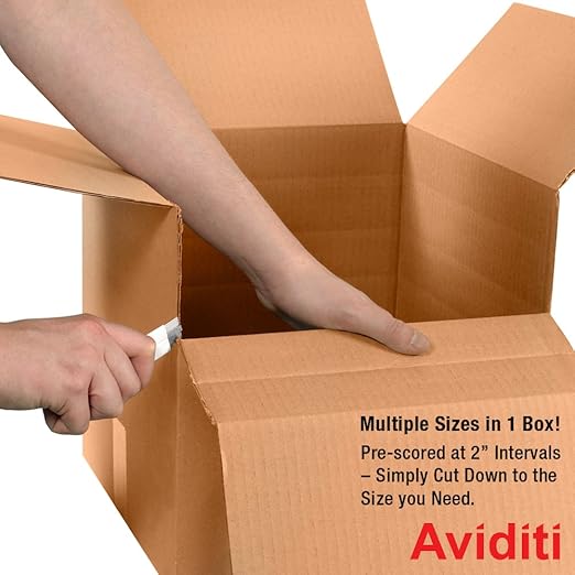 Aviditi Shipping Boxes Multi-Depth 12"L x 9"W x 6"H, 25-Pack | Corrugated Cardboard Box for Packing, Moving and Storage