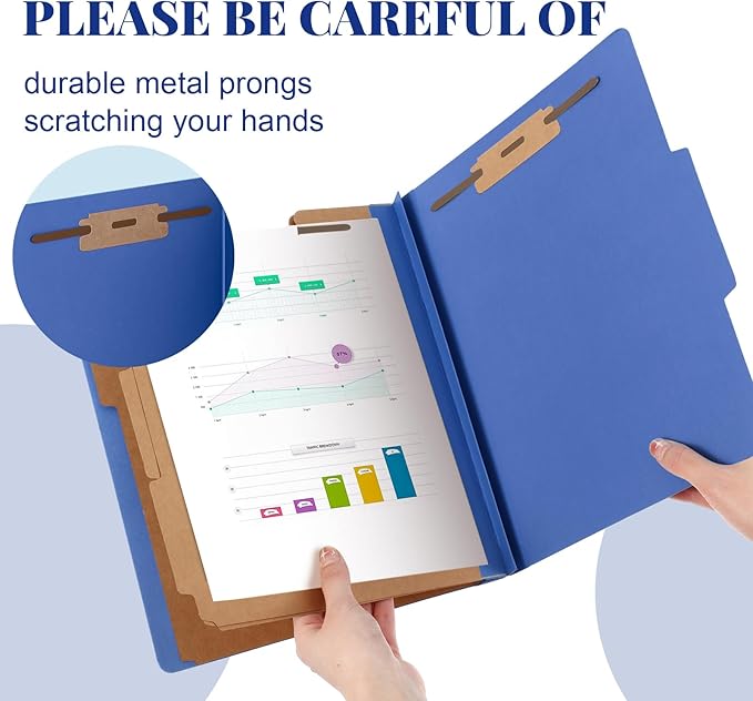 Skyygemm 24 Pcs Classification Folders Letter Size, 3 Divider Pressboard File Folder with Fasteners, Expanding File Organizer Bulk for Teachers, Clergy, Office, Church, Christmas Donations (Dark Blue)