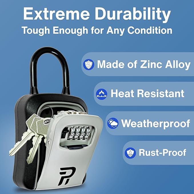 RUDY RUN Key Lock Box for Outside - Realtor Lockbox for House Keys Outdoor - Combination Key Hiders to Hide a Key Safe Storage