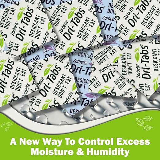 Dri-Tabs | Food-Safe Moisture Absorbers – Keep Fruits, Veggies, Snacks, Bread & More Fresher, Longer! Eco-Friendly, Plant Based Desiccant That Replaces Silica Gel Packets - 75pk (Green)