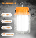 400W LED Temporary Work Light with ON/Off Switch & Hook, 56,000LM 5000K Daylight, Portable Hanging Construction Site Light for Jobsite, Warehouse, Workshop, Outdoor Projects