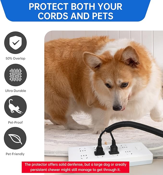 Split Braided Cable Sleeve，Flexible Wire Loom Tubing, Automotive Cord Protector Pet Proof, Cable Management for Computer TV Electric Wires Harness 16ft (Black, 30mm（1-3/16")