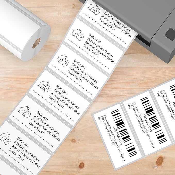 12 Rolls 4" X 2" Barcode Labels, 750/Roll - Direct Thermal Labels Compatible with Zebra & Rollo Printers, BIAlabel