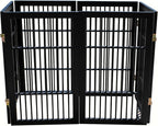 Pet Dog Gate Strong and Durable Freestanding Folding Acacia Hardwood Portable Wooden Fence Indoors or Outdoors by Urnporium (Black Pet Gate, 6 Panel 30" Tall)
