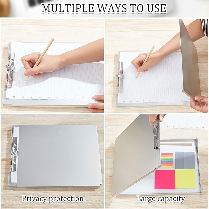 Henoyso Metal Storage Clipboard Bulk Heavy Duty Aluminum Clip Board for Teacher Contractor Medical Construction Office School Classroom, 12.6x9.2x1 Inch, Fit Letter Size 8.5x11 Inch Paper (2 Pcs)