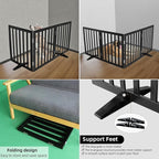 ZJSF Freestanding Indoor Dog Gate for House Foldable Wood Puppy Gate for Doorways Pet Gate for Stairs Extra Wide Pet Fence, Black, 32" Height 2 Panels