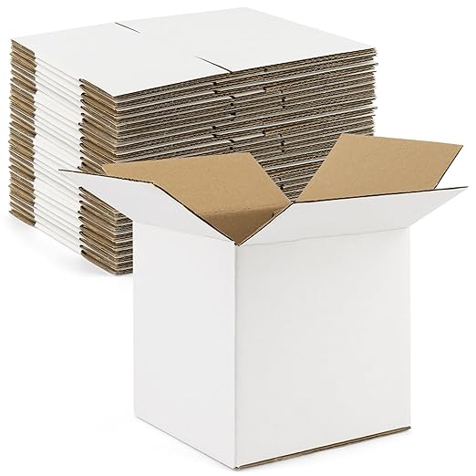 Golden State Art, 7x7x7 White Shipping Boxes, 28 Pack, Square 7" Mailing Box for Small Business, Cube Gift Hat Packaging Box