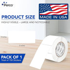 Perco White 3x5 Inch Perforated Sticker Labels — 150 Stickers Per Roll — with Permanent Adhesive for Inventory Management, Color Coding, Moving Boxes, Retail, Organizing, Crafting & More — Made in USA
