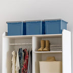 IRIS USA File Box Plastic File Organizer for Letter/Legal File, Document Box, Durable Storage Bin Tote with Secure Latching Lid, Stackable, BPA-Free, Eco Friendly, Sustainable, Navy/Gray 35 Qt. 4 Pack