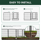FXW Garden Fence Outdoor for The Yard – 40in(H) x 4.5ft(L) Heavy Duty Metal Animal Barrier for Dog and Rabbit, Decorative Dog Fence, 2 Panels, Black