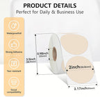 2 inch Dot Stickers Labels Circle Garage Sale Sticker 750Pcs Round Thermal Printer Stickers Printable Writable Price Labels for Yard Sale, Light Brown