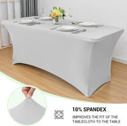 Obstal 6 Pack Stretch Spandex Table Covers for 6 Foot Tables - 6 FT Universal Rectangular Fitted Tablecloth Protector for Wedding, Banquet, Party, 72 Length x 30 Width x 30 Height Inches, Silver