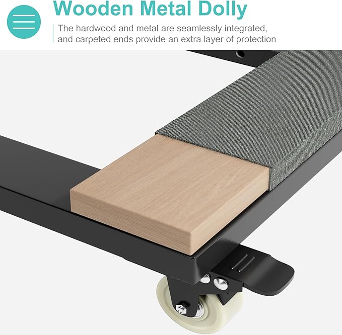 Heavy Duty Furniture Moving Dolly - Adjustable Furniture Movers with 4 Swivel Casters Wheels, Small Wood & Metal Floor Flat Dollies Cart, One Pack