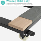 Heavy Duty Adjustable Furniture Moving Dolly - Furniture Movers with 4 Swivel Casters Wheels, Small Wood & Metal Floor Flat Dollies Cart, Set of 2
