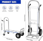 2 in 1 Aluminum 800LBS Capacity Folding Hand Truck Dolly Cart W/Wheel Heavy Duty Industrial Collapsible Cart ForConstruction Warehouse Factories Indoor Outdoor