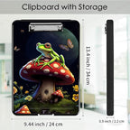 Clipboard with Storage,Office Supplies Nursing Clipboards Folder with Pen Holder Plastic Foldable Clip Board with Storage for Nurse Teacher,Cute Mushroom Frog