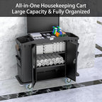 Heavy Duty Metal Housekeeping Janitorial Cart with Wheels,Silent Casters,Locking Large Capacity Cabinets,Cleaning cart for Housekeeping/Commercial Facility/Hotel/Stadium/School