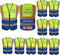 BeautyWill Custom Logo 10/20 Pack Safety Vest Class2 High Visibility Vest with Pockets Breathable Construction Vest Bulk