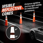 RoadHero 5 Pack 36 Inch Large Traffic Cones with Heavy Black Base, Orange Safety Cone with Reflective Collar for Parking Lot, Construction Work, Road Safety