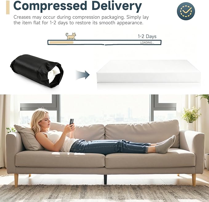 5pack Upholstery Foam 2 * 24 * 72, High Density Foam Pad,Suitable for Mattress Padding, Bench Cushions, and Sofa Cushion Replacements