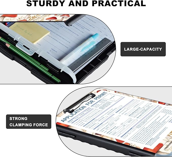 Heavy-Duty Plastic Storage Clipboard with Pen Holder, Low-Profile Clip, Clipboard Folder for Teachers and Offices