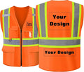 Safety Vest Customize Logo with 5 Pockets & Zipper Reflective High Visibility Vest Class 2 Outdoor Workwear