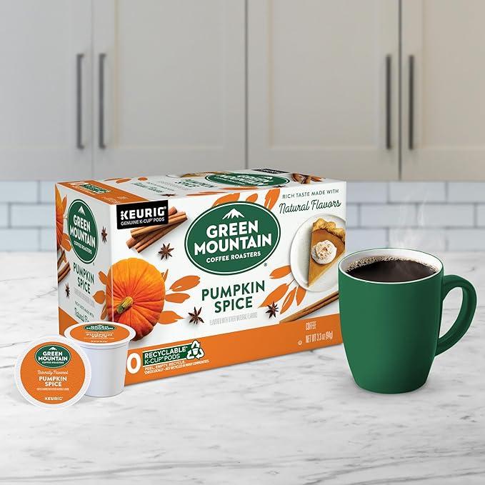 Green Mountain Coffee Roasters Pumpkin Spice, Single-Serve Keurig K-Cup Pods, Flavored Light Roast Coffee, 10 Count