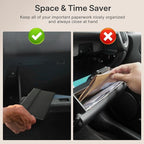 CoBak Leather Car Registration and Insurance Holder with Magnetic Compartment - Vehicle Glove Box Organizer for Driver License, Cards, Emergency Cash - Auto Truck Accessories Case, Cloth Black