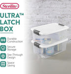 Sterilite 12-Pack Ultra Latching Box, Storage Bins with Lids, Clear Plastic, 18 Quart - Heavy-Duty Organizing Containers for Closet, Bathroom, and Office
