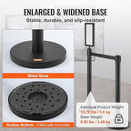 VEVOR Crowd Control Stanchions, 6-Pack Crowd Control Barriers, Carbon Steel Baking Painted Stanchion Queue Post with Sign Holder & 3PCS 6.5FT Retractable Belt, Belt Barrier Line Divider, Easy Assembly