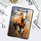 Clipboard with Storage,Office Supplies Nursing Clipboards Folder with Pen Holder Plastic Foldable Clip Board with Storage for Nurse Teacher,Galloping Horse