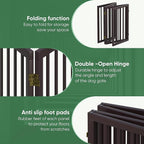 Dog Gates for Doorways, Tall Dog Gate Indoor, Foldable Pet Gates for Doorways Bedroom, Freestanding Puppy Gate with Metal Support Feet, Room Divider, 4 Panels (Brown)
