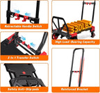 2-in-1 Folding Hand Truck with Folding Basket,Hand Truck with Retractable Handle, 330LBS Capacity Heavy Duty Hand Dolly, Dolly Cart with Wheels for Luggage/Moving/Travel