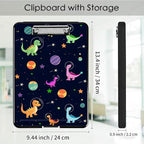 Clipboard with Storage,Office Supplies Nursing Clipboards Folder with Pen Holder Plastic Foldable Clip Board with Storage for Nurse Teacher,Dinosaurs Planet