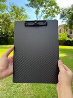 Hardened 9.4" Wx12.6 L 3K Carbon Fiber Clipboard Ultimate Light and Thin Portable Cool Black Twill Smooth Hard Writing Board Black Low Profile Clip Hide Hook Art Paint Draw