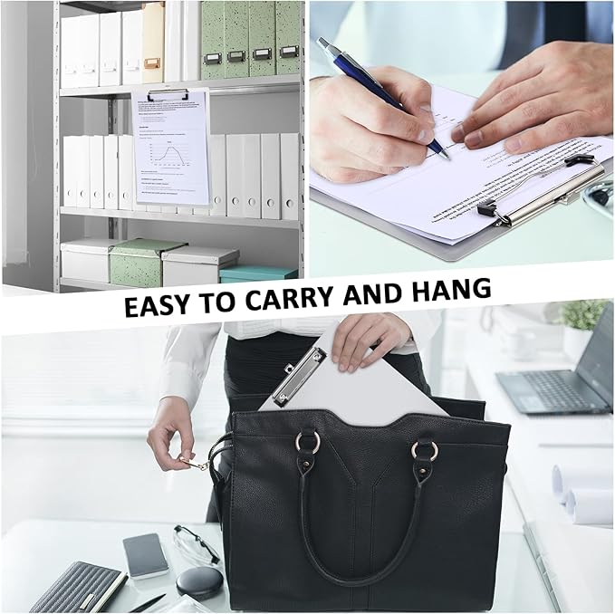 Epakh 12 Pieces Clipboard Bulks Metal Clipboard Aluminum Office Low Profile Clip Standard A4 Letter Size Metal Clip Board, Size 12.5 x 9 Inch