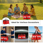 Insulated Food Delivery Bag with 4 Cup Holders, XX-Large Insulated Grocery Bags Keep Food Hot/Cold, Cooler Bags with Drink Carrier, Food Carrier Catering Bag, Commercial Food Warmer Bag, Red