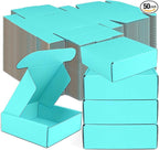 Small Shipping Boxes, 50 Pack Cardboard Box Corrugated Mailer Boxes Small Corrugated Boxes For Shipping Packaging Craft Gifts Giving Products, 6 x 4 x 1.6 Inches (Light Green)