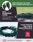 Iron Forge Cable 5 Pack Weatherproof 10 Ft Outdoor Extension Cord - 16/3 SJTW Heavy Duty Green Extension Cord 3 Prong - 13 Amp Exterior Power Cable