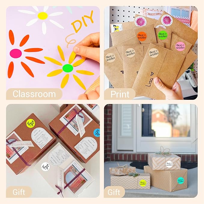 1 Inch Circle Dot Stickers 1000 PCS Color Coding Thermal Labels Dots Writable Printable Small Round Stickers for Office, Classroom, Inventory, Garage, Organizing Storage, Light Brown