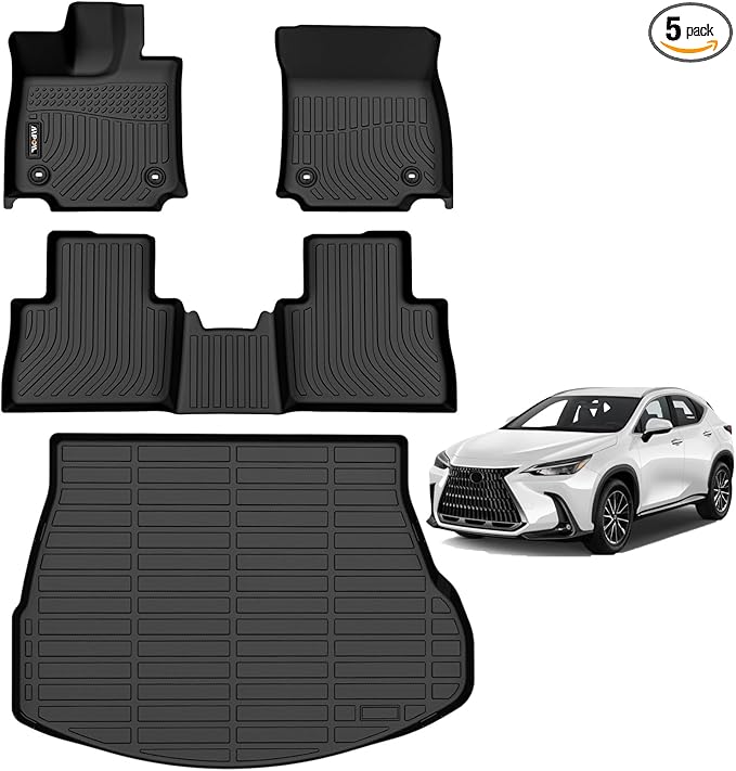 AIPOIL® Floor Mats & Cargo Liner Set for 2022-2026 Lexus NX/NX250/NX350/NX350 F Sport All Weather Protection TPE Anti-Slip Car Full Set Custom Car Mats Accessories - Black