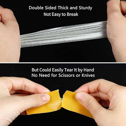 10Pack Double Sided Tape Heavy Duty, 0.59" x 66FT (660FT Total), Super Sticky Resistente Clear Tape, Universal High Tack Strong Wall Adhesive with Fiberglass Mesh,Easy Use Mounting Tape