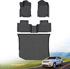 Hutisya-Floor Mats & Cargo Liner Set Fit for Jeep Grand Cherokee 2016-2021/Grand Cherokee WK 2022-2023 (Non L) All Weather Protection Anti-Slip TPE Full Set Liners Automotive Accessories-Black
