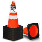 Pyle 18" Traffic Cones 8-Pack, High-Visibility Orange Safety Cones for Parking, Roadwork, Construction and Sports Training, Stackable Design with Heavy-Duty PVC Base, Weather-Resistant