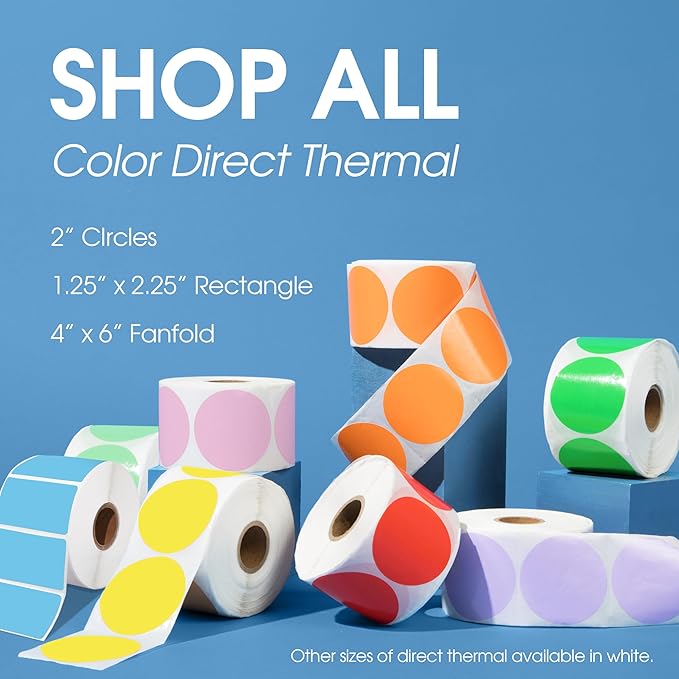 Spartan Industrial - 2" Direct Thermal Circle Labels - Fluorescent Green Round Stickers for Color Coding, Inventory Tags, and More (2 Rolls, 750/Roll)